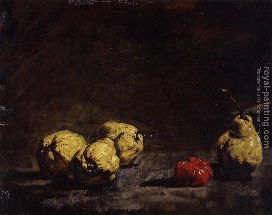 Theodule-Augustin Ribot : Still Life with Pears and a Quince
